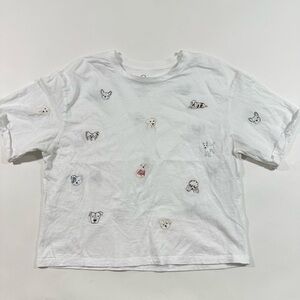 Organic Generation Dog Embroidered Tee Shirt White Cropped
